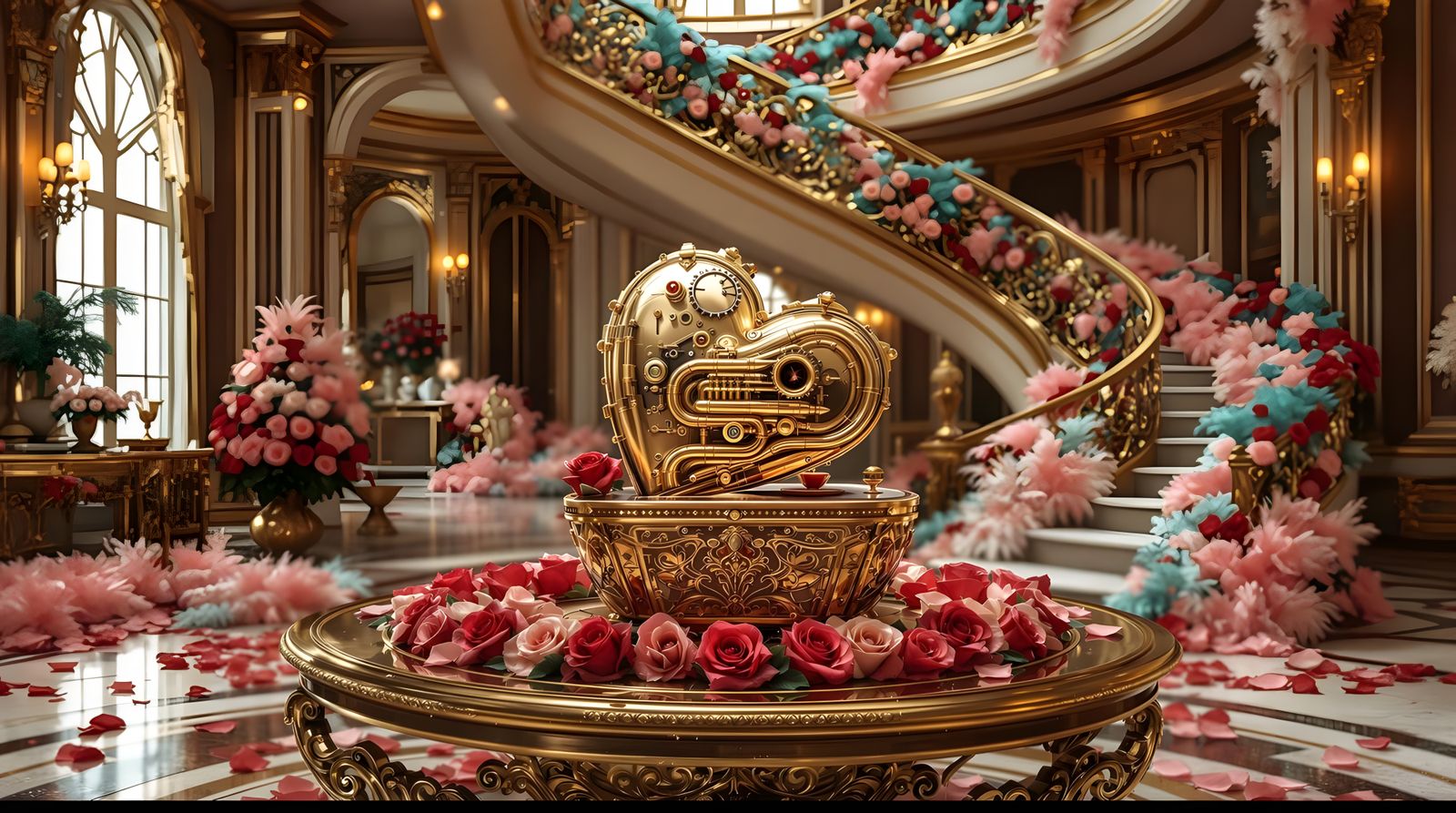 Luxurious Dieselpunk Valentine's Day Scene