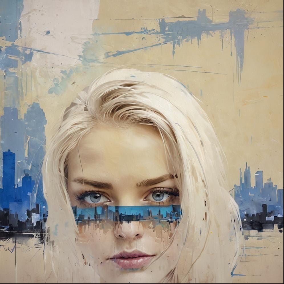 Urban Portrait in Vibrant Blue Hues