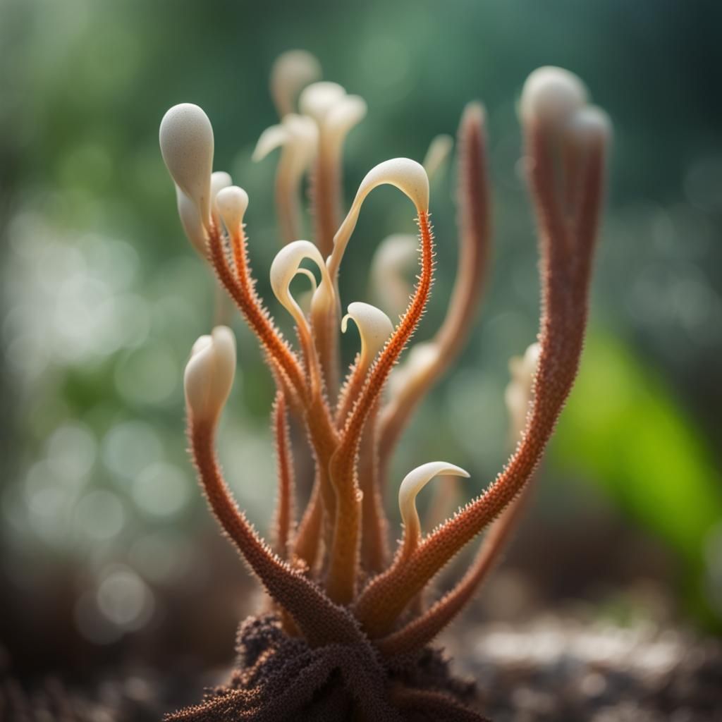 Fantasy Plant Growing on Bones in Nature