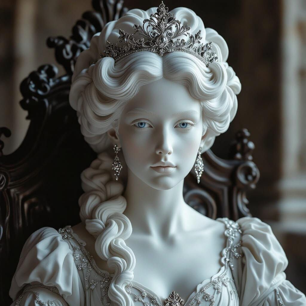 Marble Queen with Silver Filigree Hairstyle