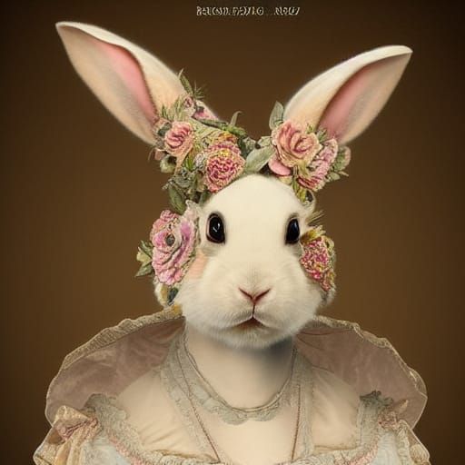 Victorian Lady Rabbit Portrait in Digital Art Style