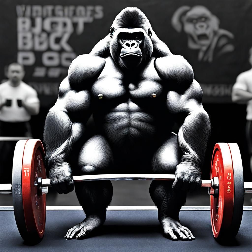 Weightlifting Gorilla in Impasto Style, 8K