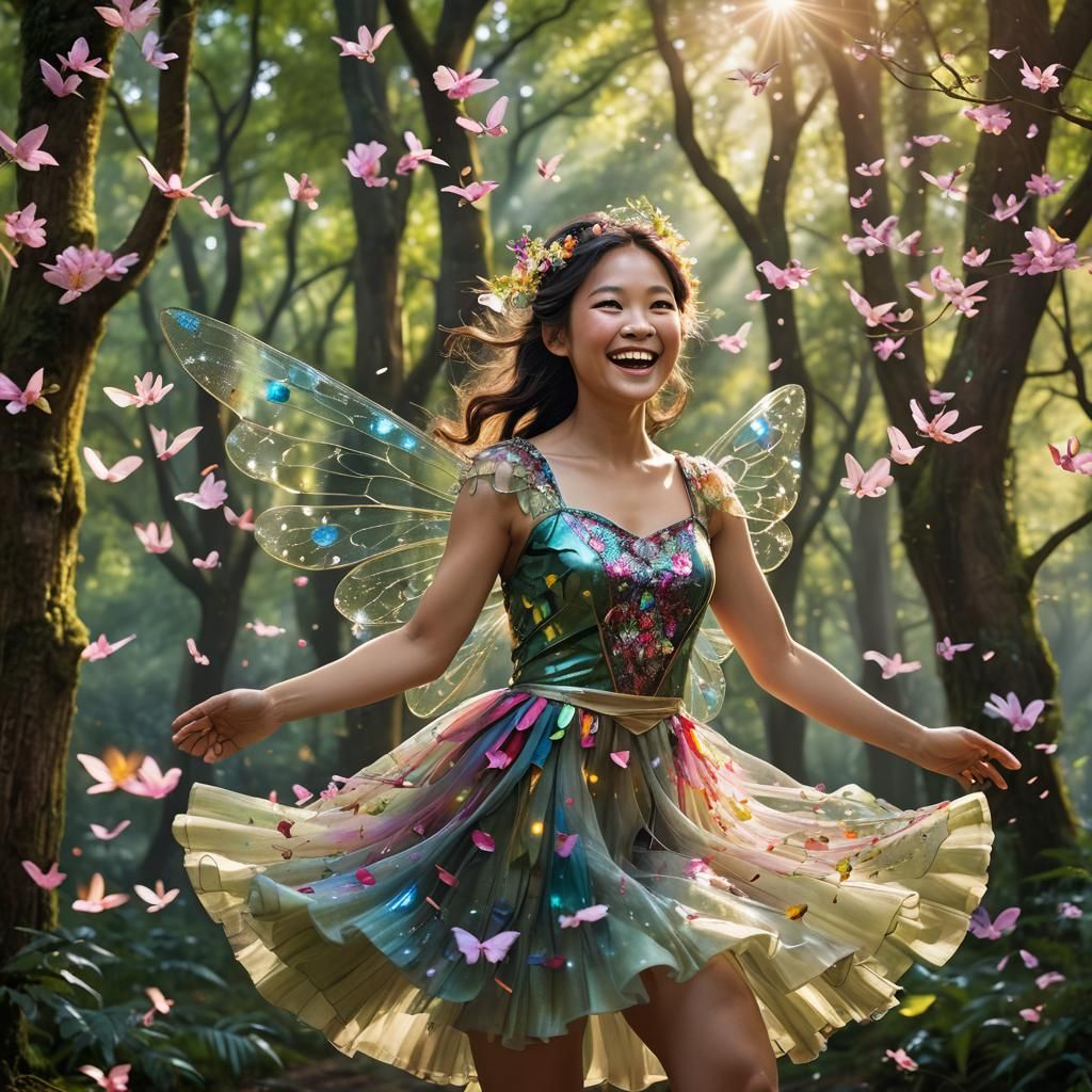Asian Fairy in Magical Forest Portrait