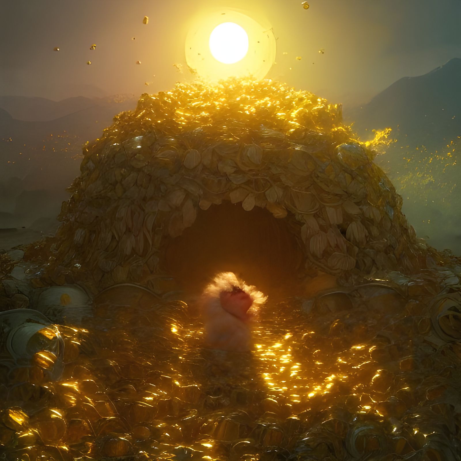 Golden Eggs in Heaven: Intricate Fantasy Art