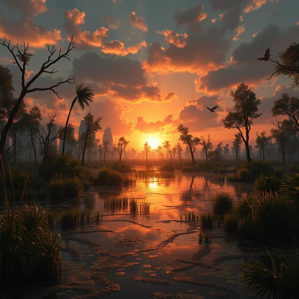 Sunset Swamp: Fantastical Concept Art
