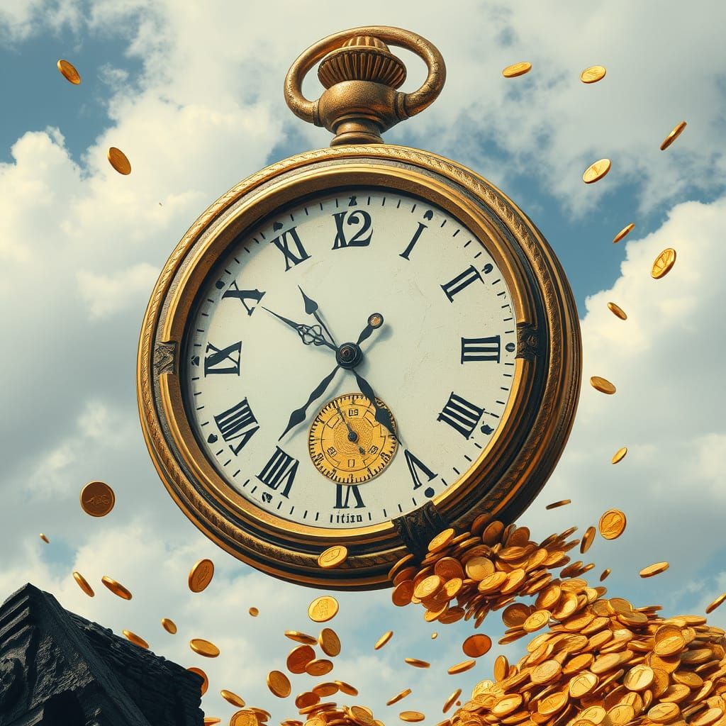 Golden Gears Spill: Shattered Clock Transforms into Flowing ...