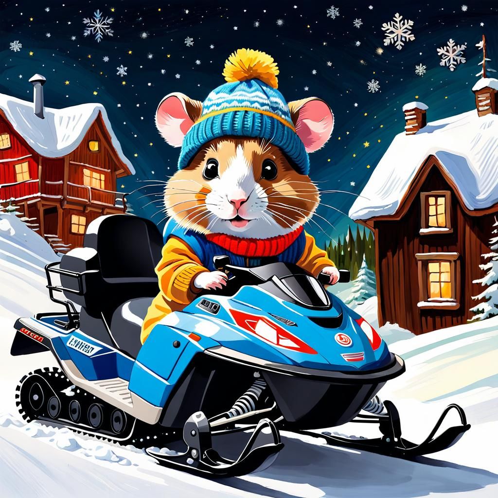 Hamster Driving Snowmobile