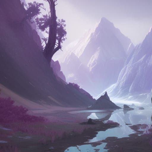 Purple Mountain Landscape Concept Art