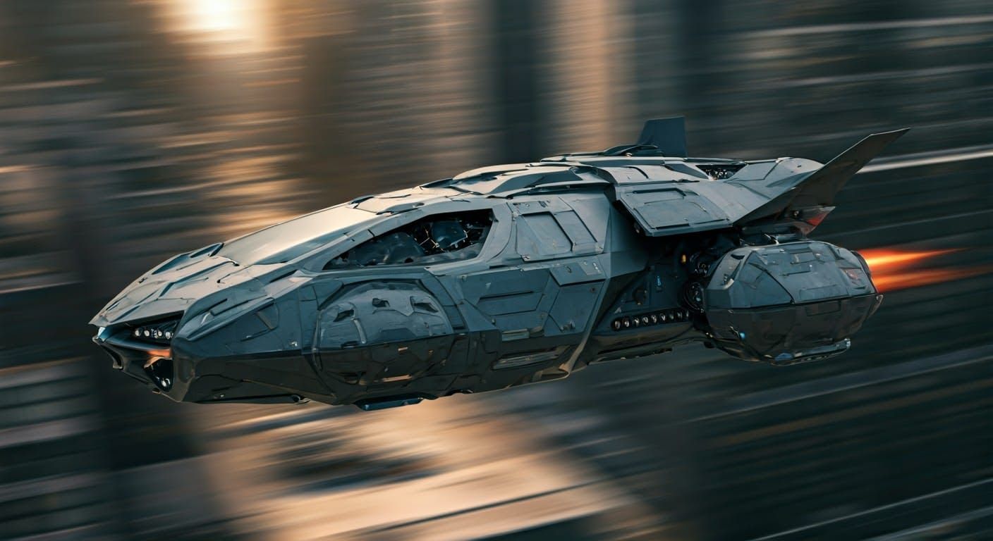 Cyber Speeder Soars Above Futuristic City