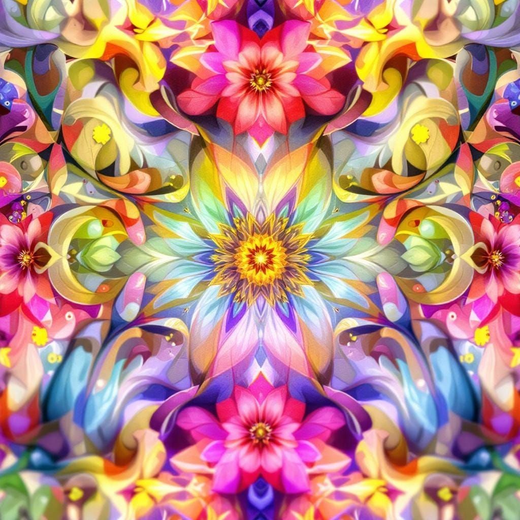 Kaleidoscope Art with Mirrored Fractal Patterns