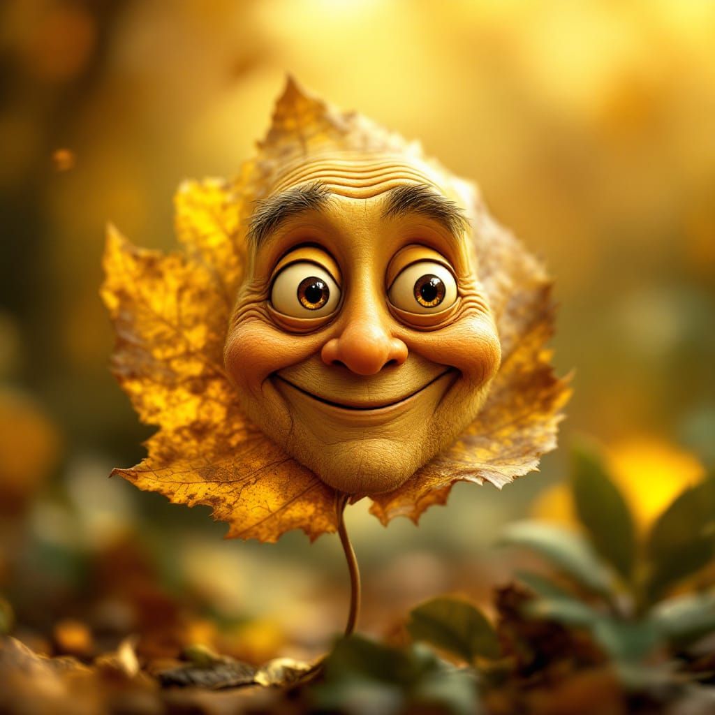 Smiling Leaf in 3D Pixar Style