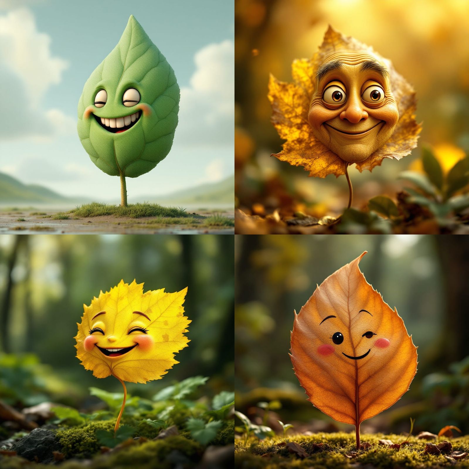 Smiling 3D Anthropomorphic Weathered Leaf