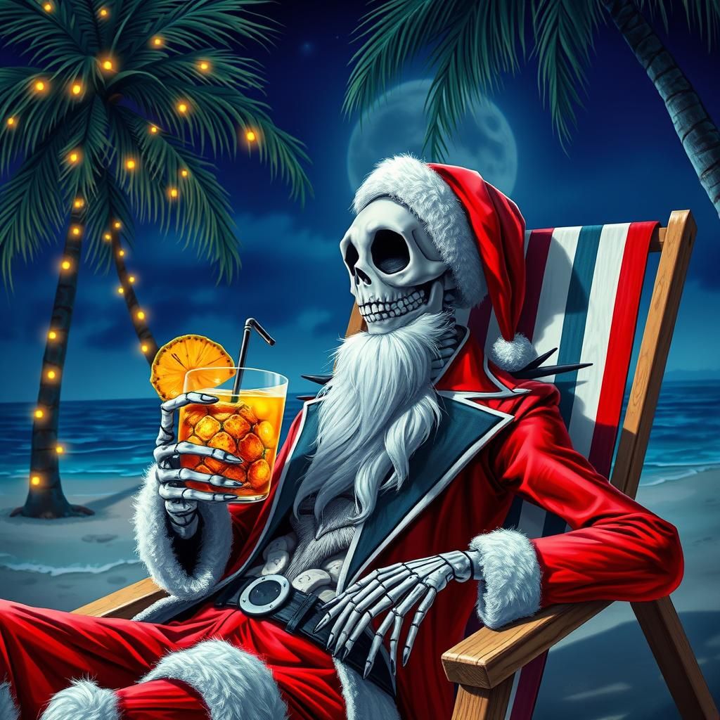Jack Skeleton Enjoying a Tropical Christmas
