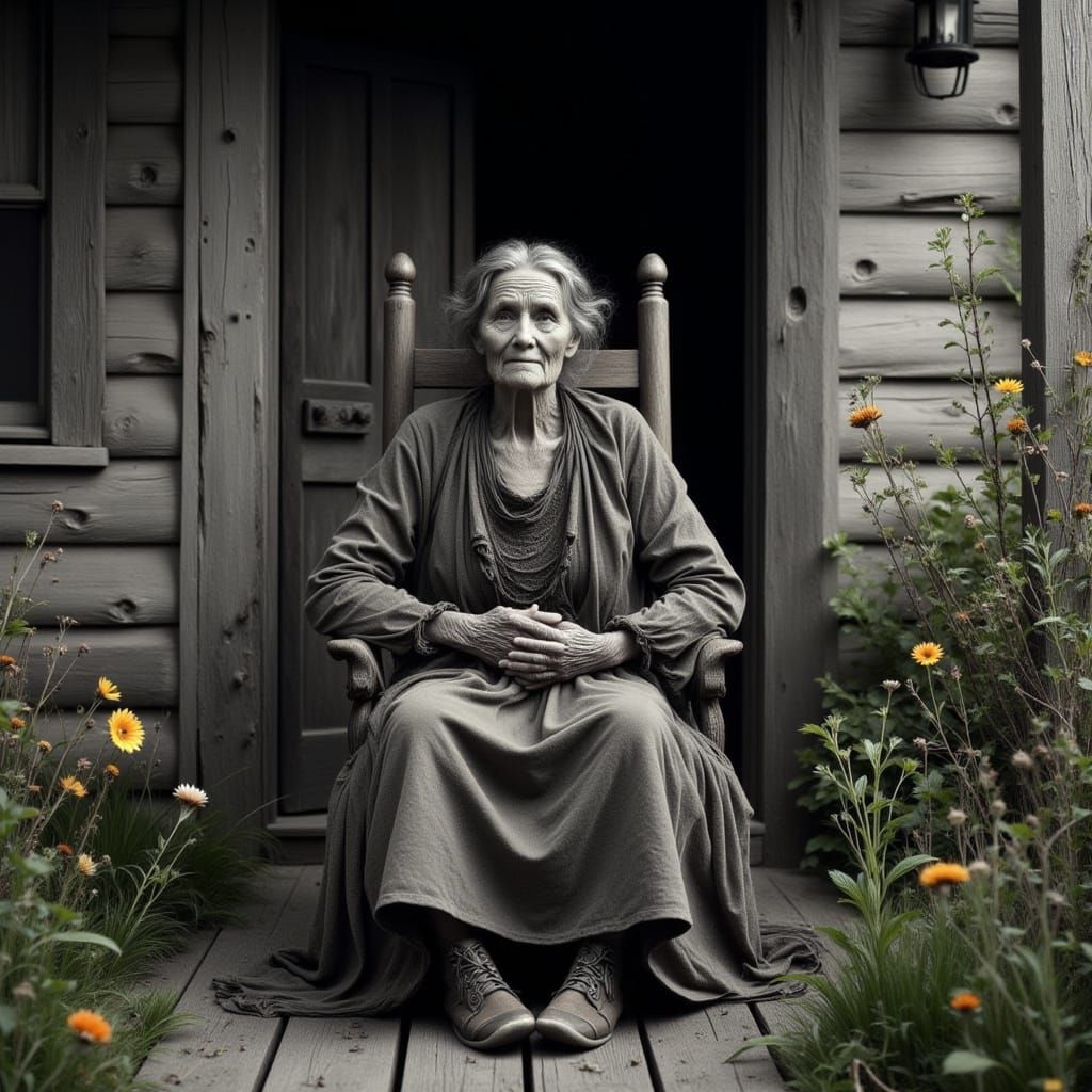 Nostalgic Wisdom of an Elderly Woman in Nature