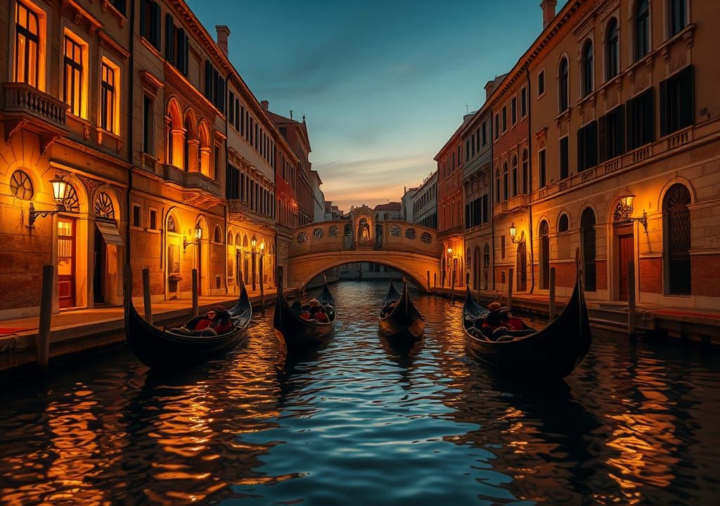 Ethereal Venice Canal Scene at Twilight