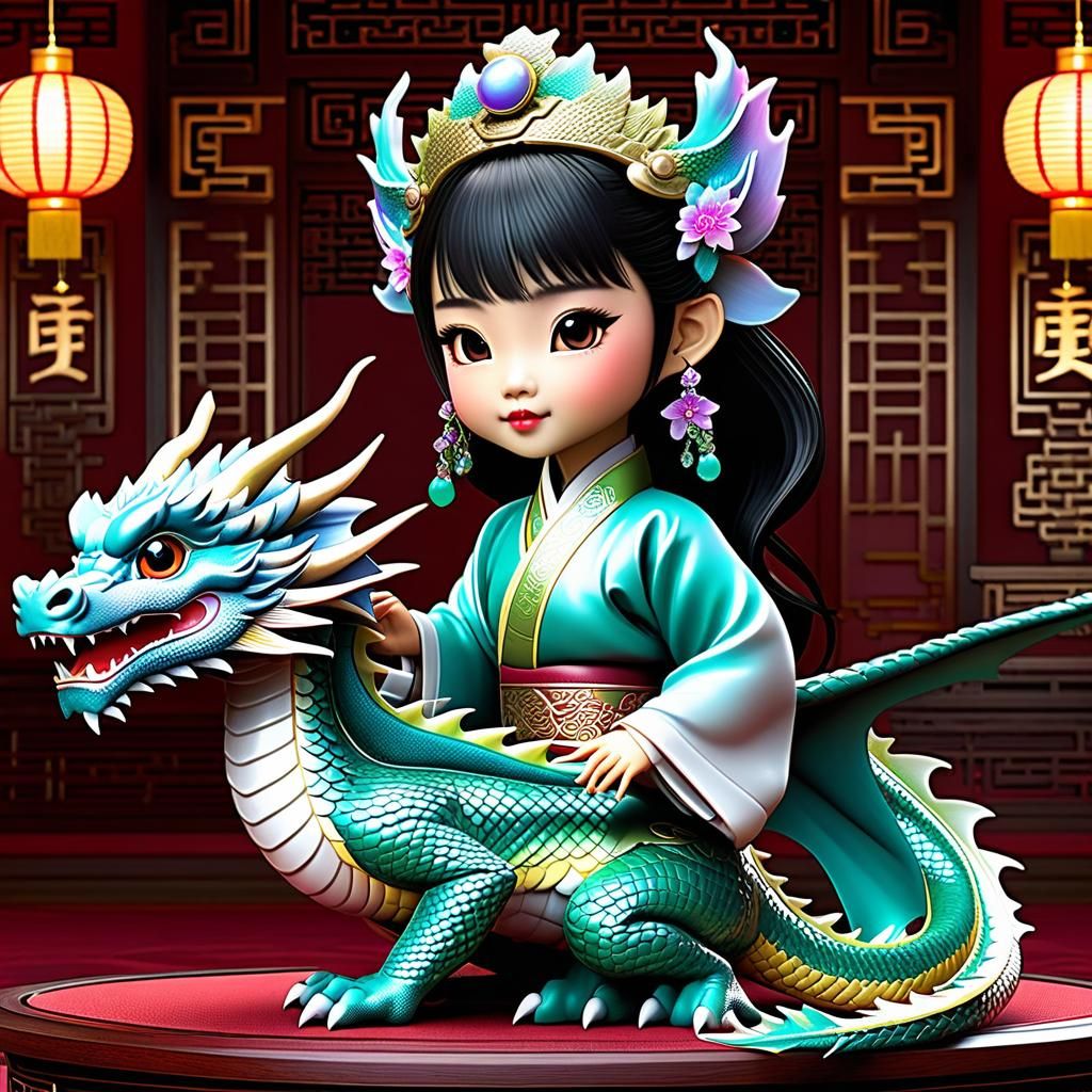 Chinese princess and dragon