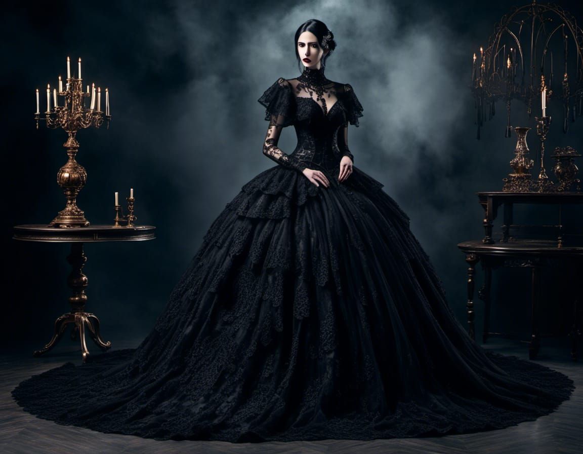 gothic black lace gown