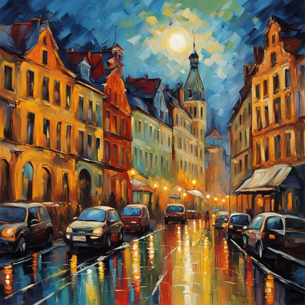 Vibrant Hannover Cityscape in Neo-Impressionist Style