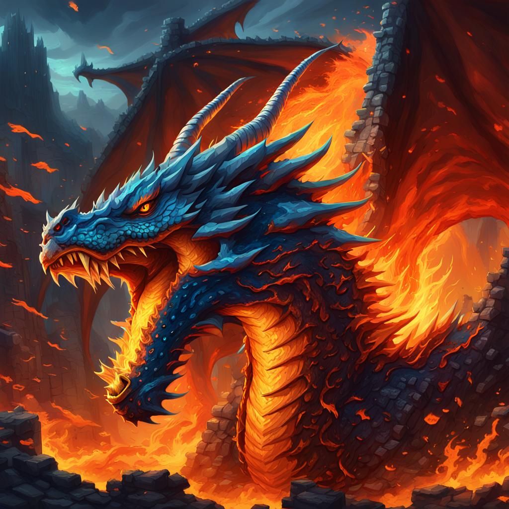Furious Dragon Concept Art in Fiery Landscape