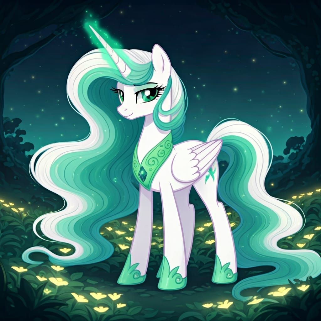 Moonlit Alicorn in Dreamlike Animated Fantasy Art