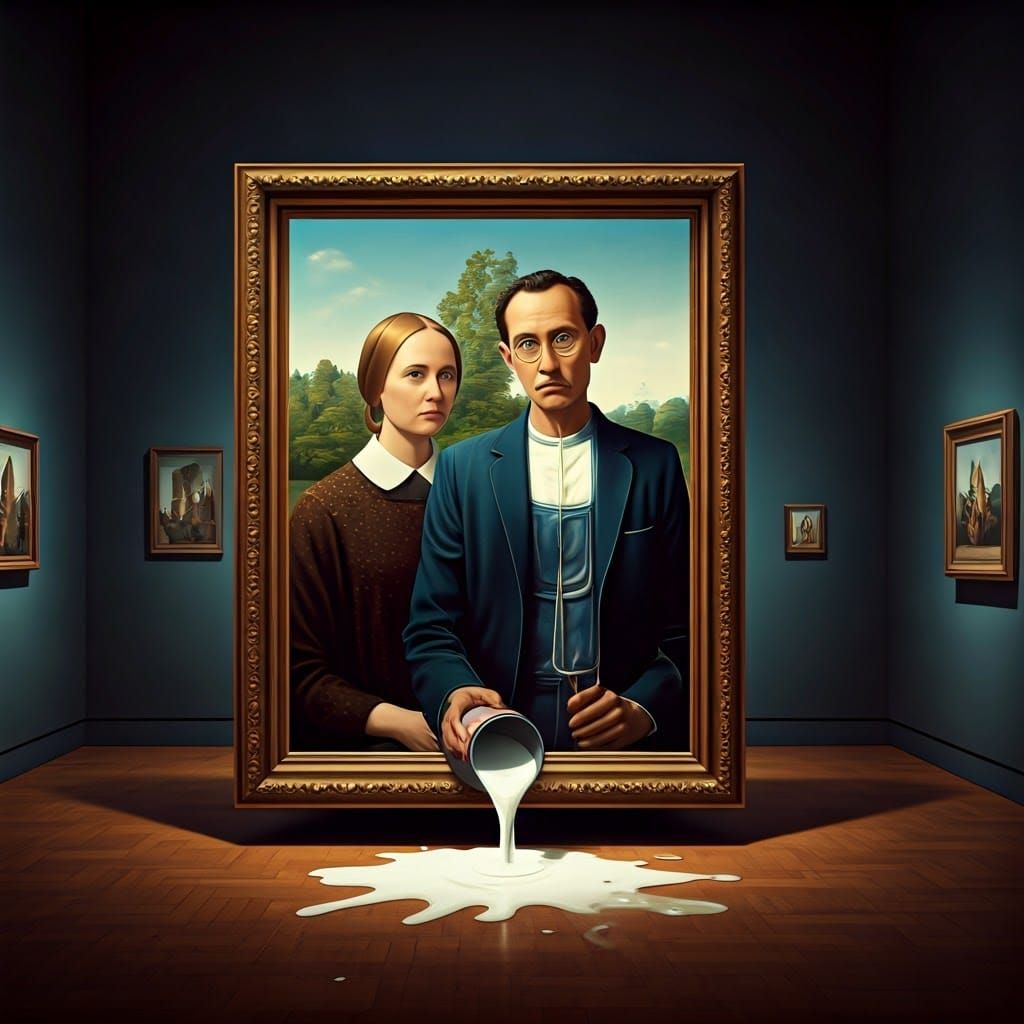 American Gothic in Salvador Dali Surreal Style