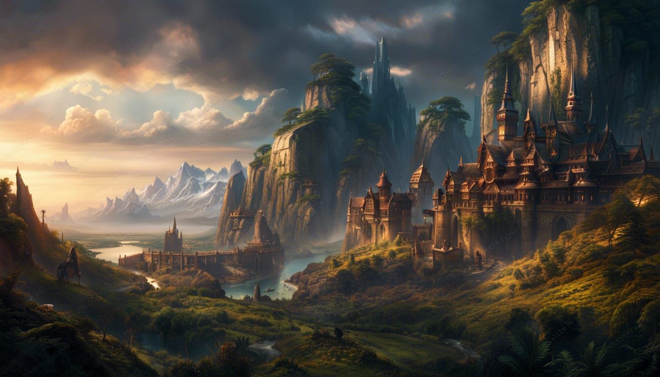 Epic Fantasy World Landscape: Digital Matte Painting