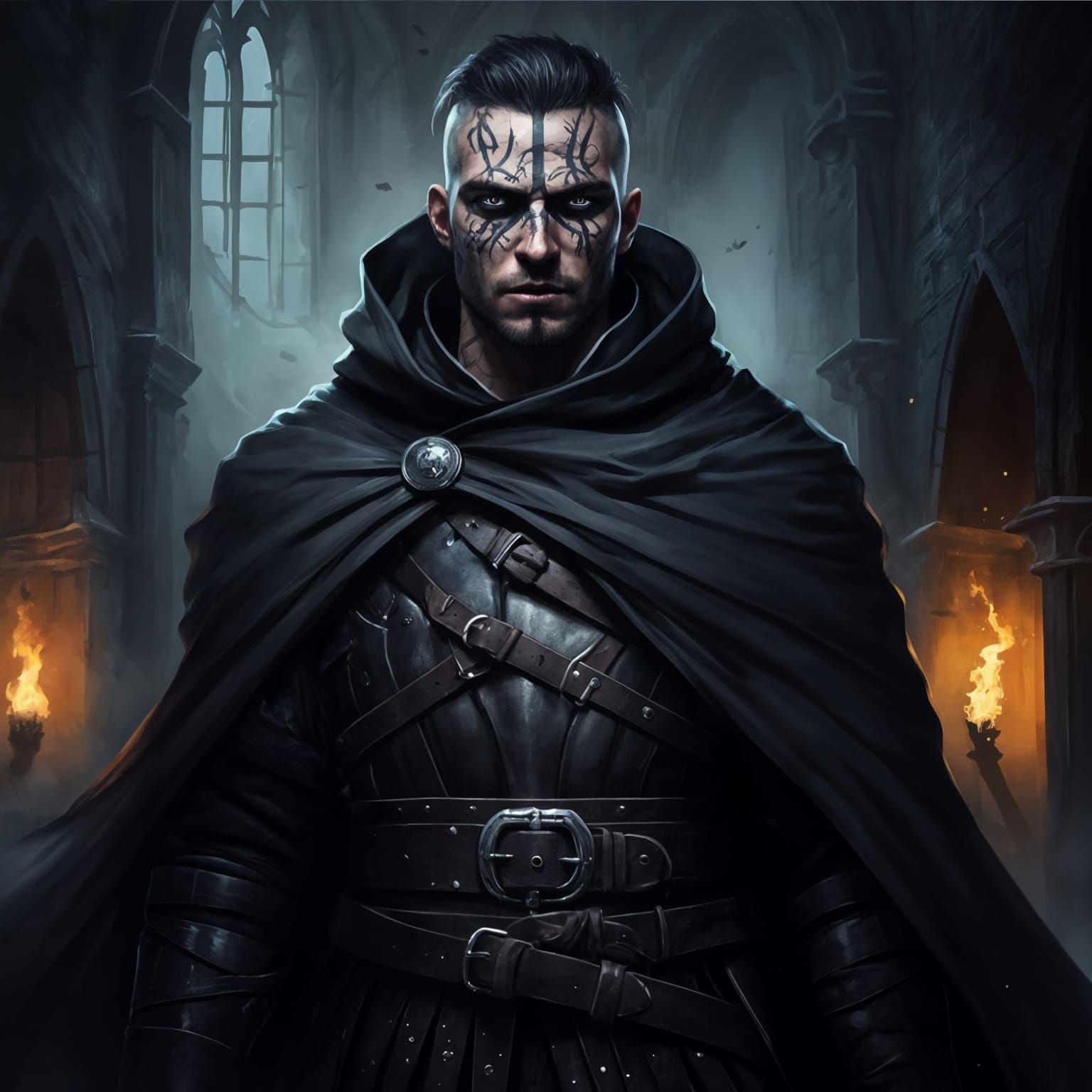 Halfling Assassin Portrait in Dark Alley