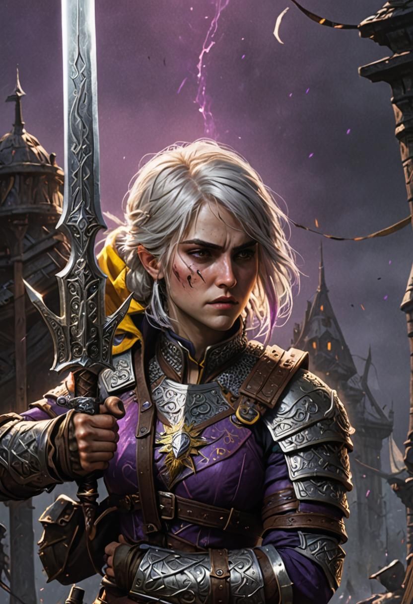 Heroic Cirilla Illustration in Dark Fantasy Style