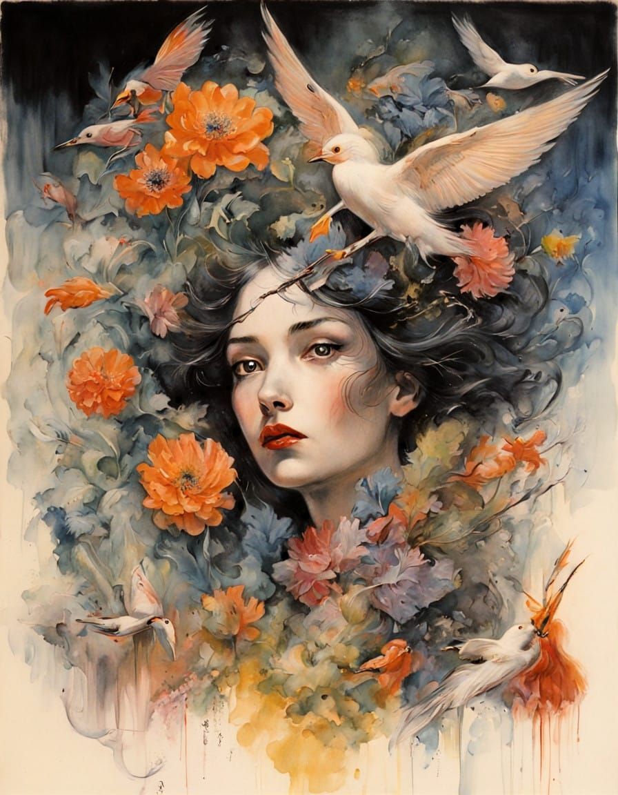 Whimsical Garden Goddess in a Kaleidoscope of Colors