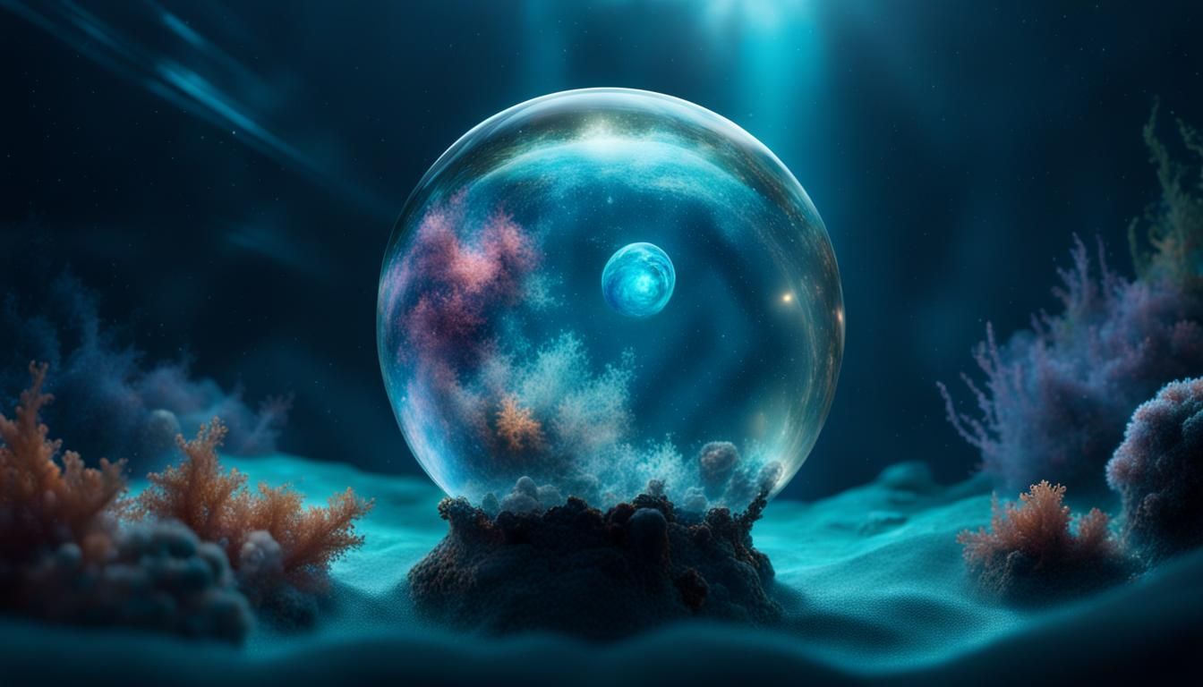Underwater Galaxy Orb: A Surreal AI Creation