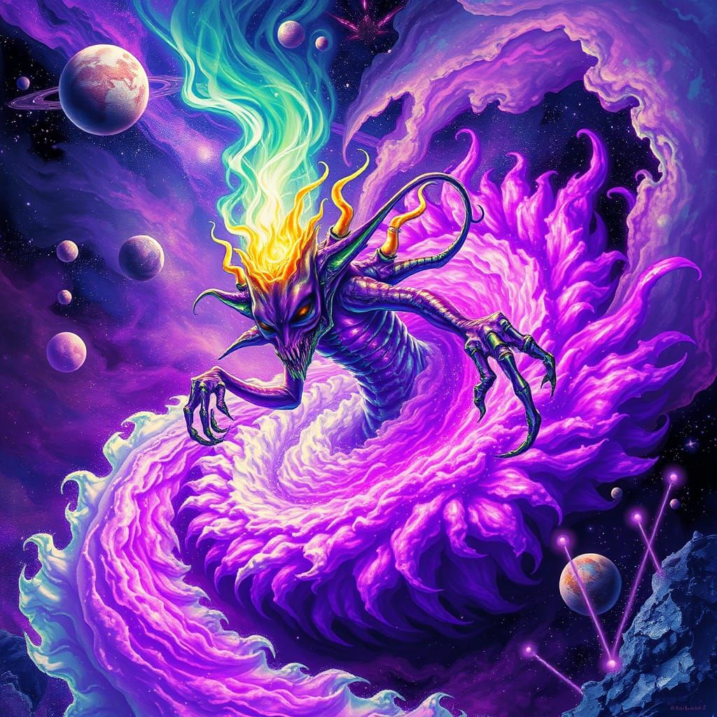 Cosmic Entity Erupts in Vibrant, Iridescent Glory