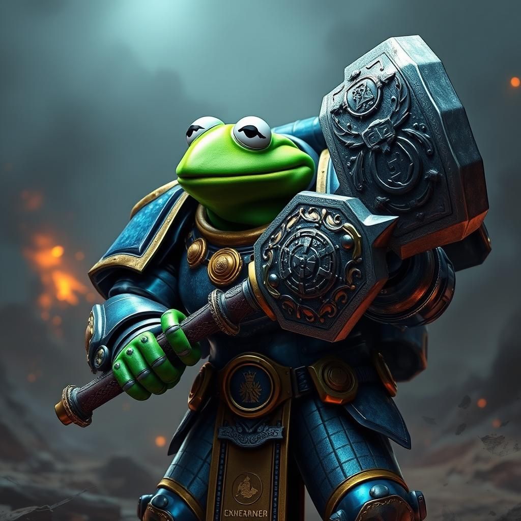 Kermit the Frog as Warhammer 40k Space Marine