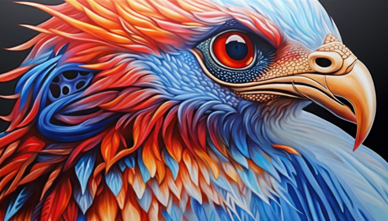 Hyperrealistic Ice Phoenix Bird in Flight