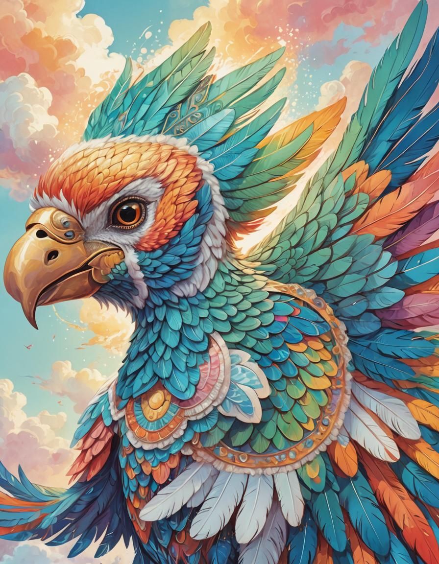 Whimsical Bird Creature in Fantasy Illustration