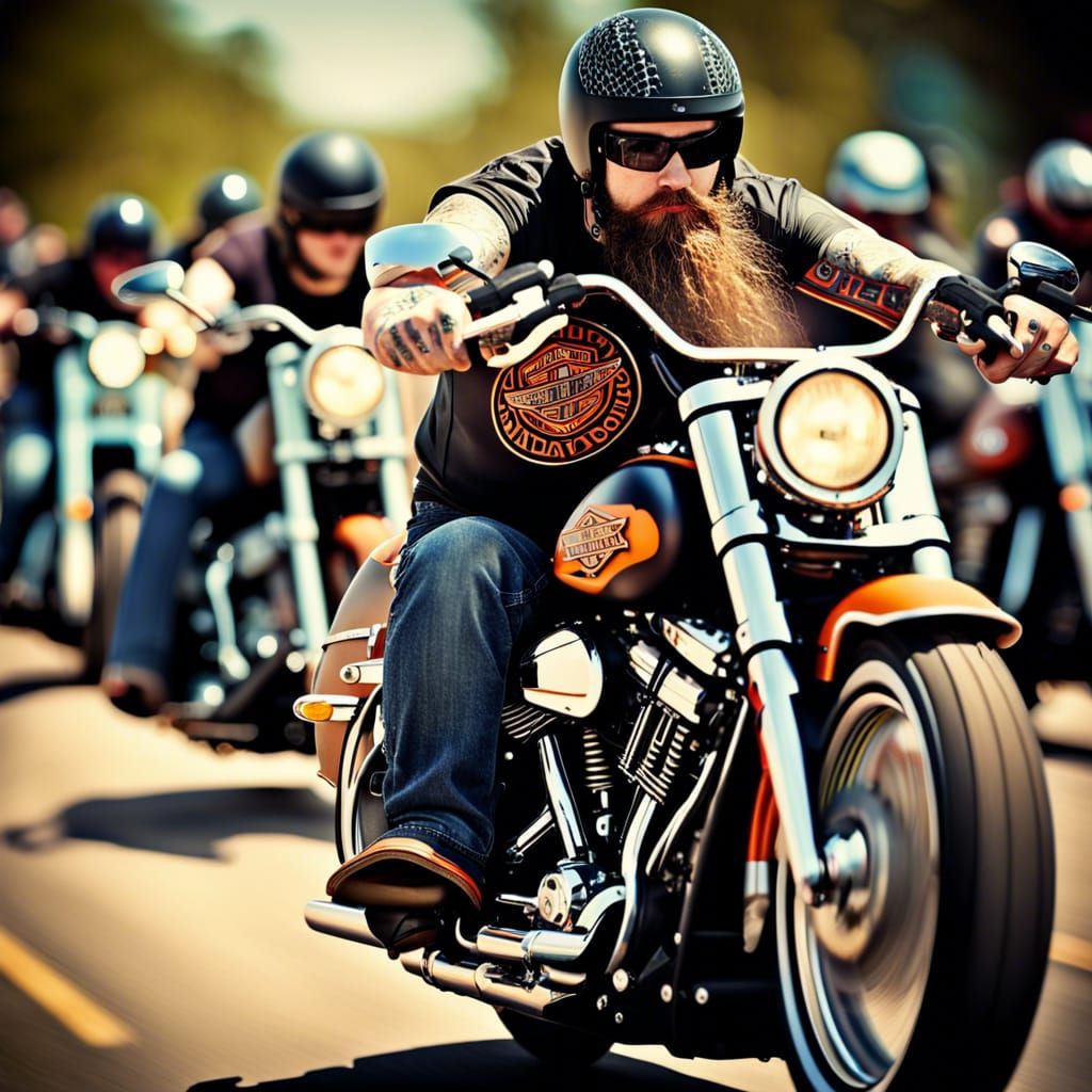 Harley Davidson Bikers in Photorealistic Style
