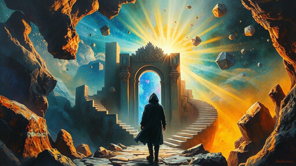 Voyager and Portal in Dreamscape, Impasto Style