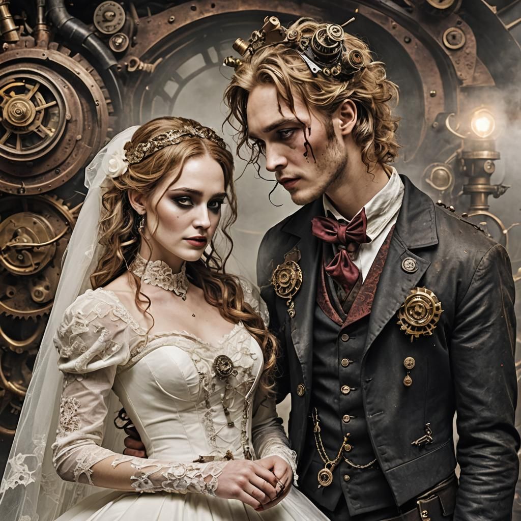 Steampunk Zombie Bride Flirting