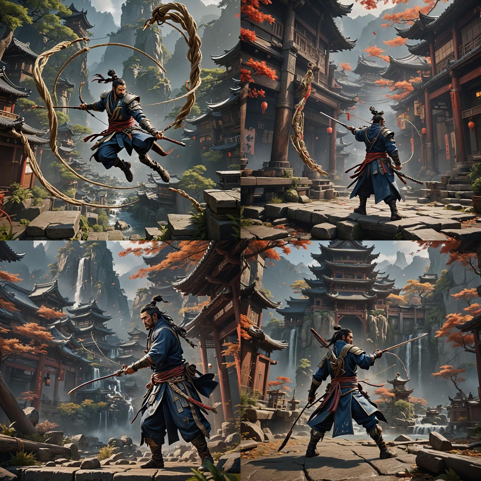 Hanzo Hasashi with Rope Dart: Photorealistic Masterpiece