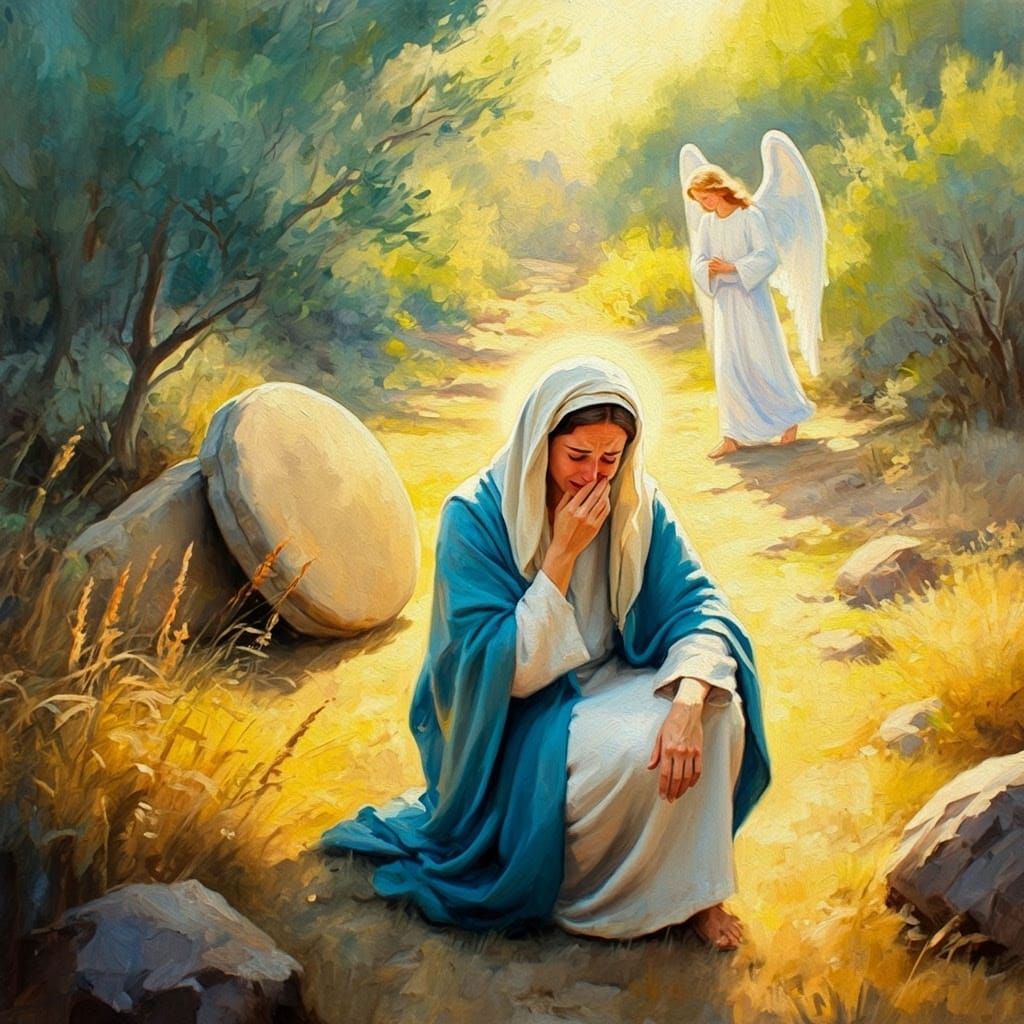 But Mary stood weeping outside the tomb...