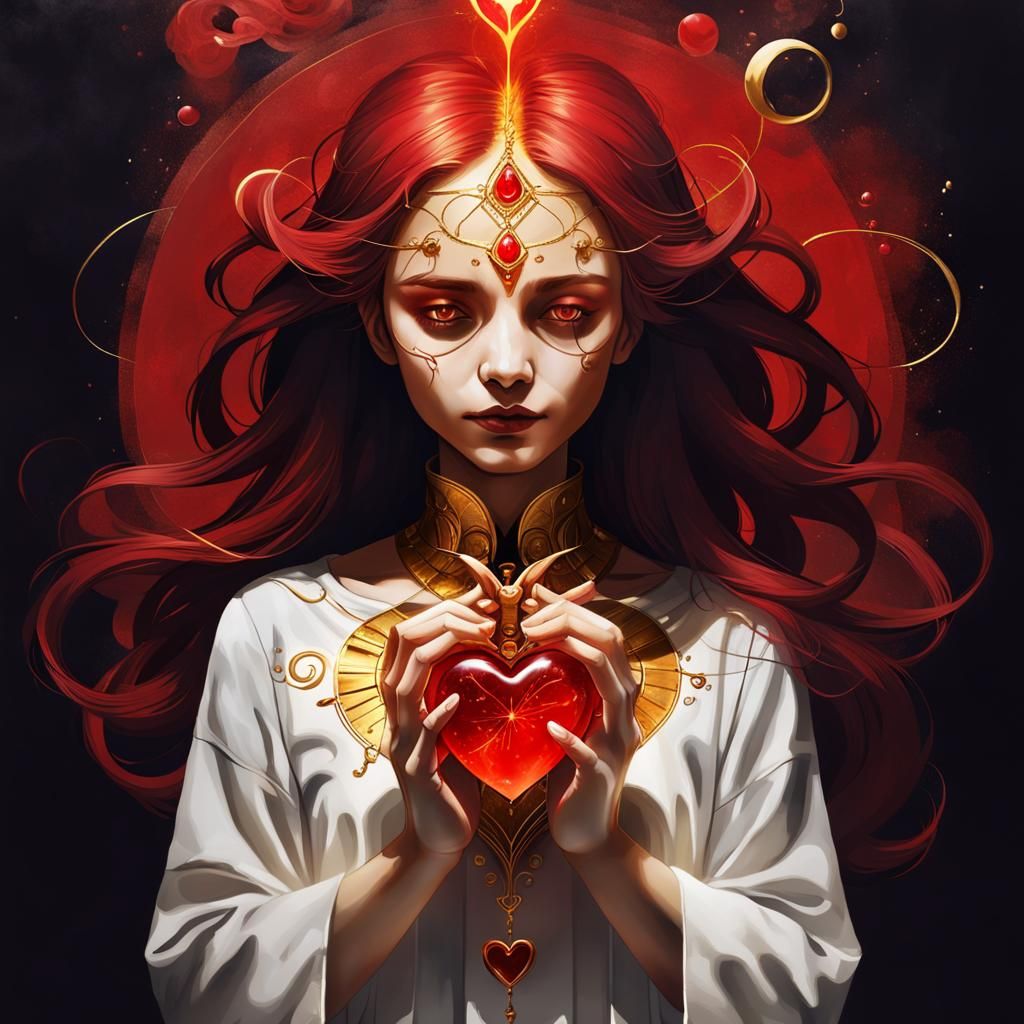 Alchemist Transforming Heart into Gold: Minimal Ethereal Art