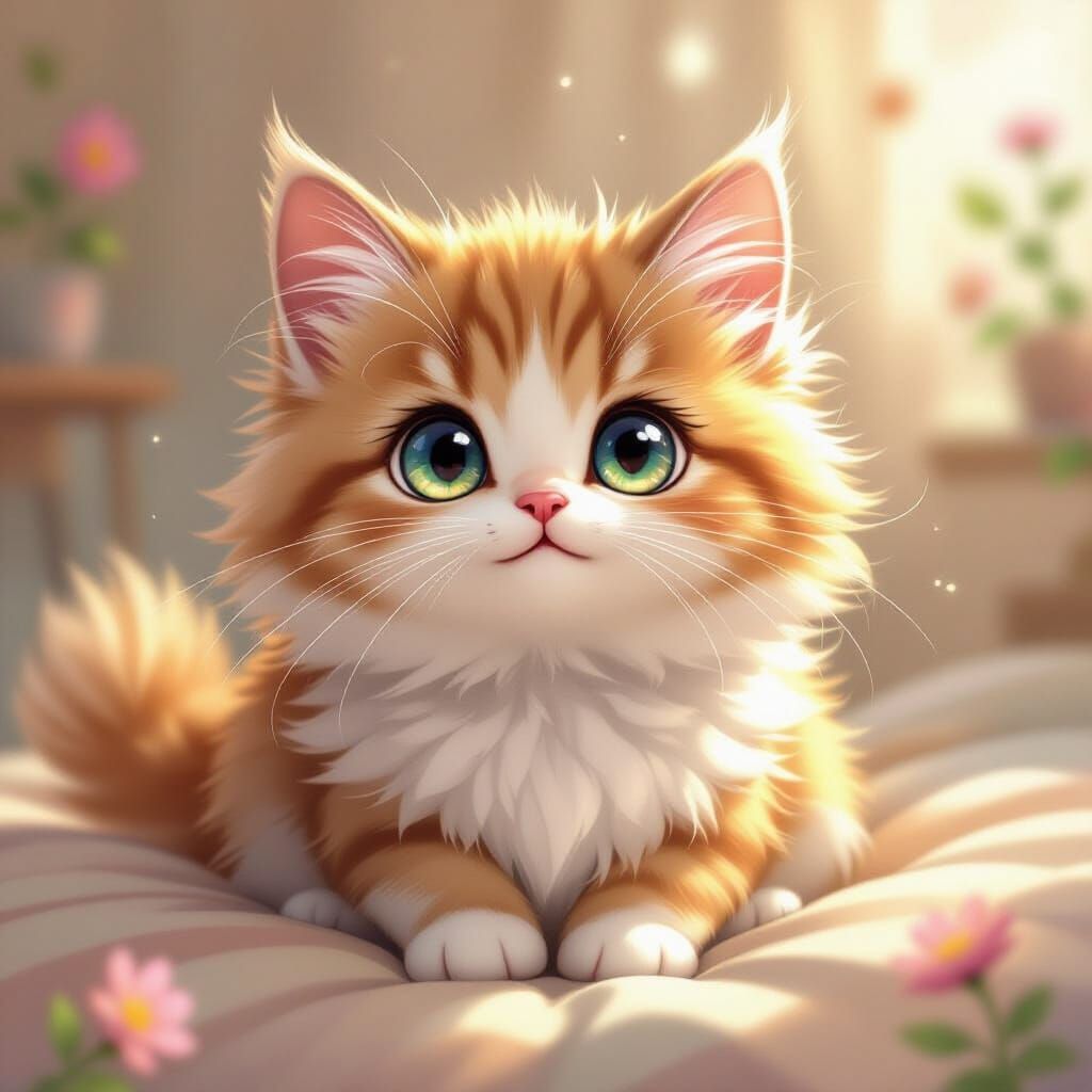 Pastel Cat in Whimsical Animated Style