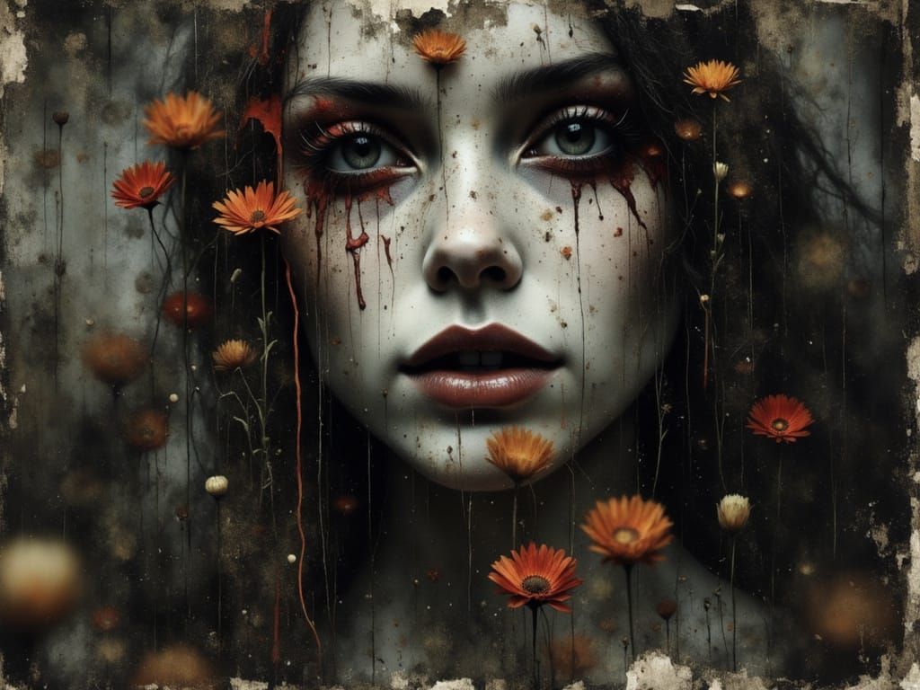 Surreal Female Figure in Dark Psychedelic Art Style