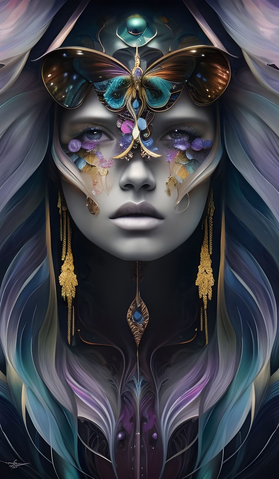 Bioluminescent Kangaroo Portrait in Trippy Style