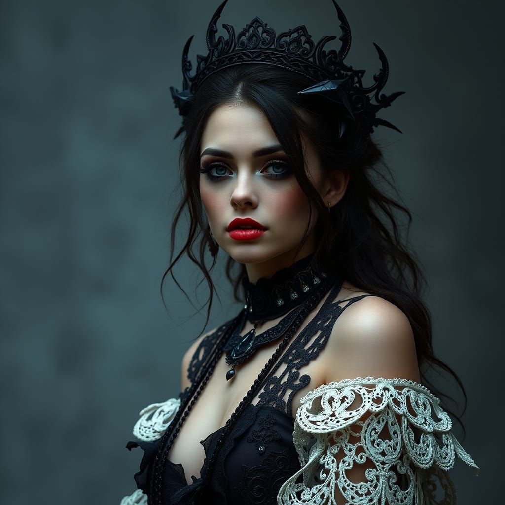 Gothic Goddess Emerges from Flames