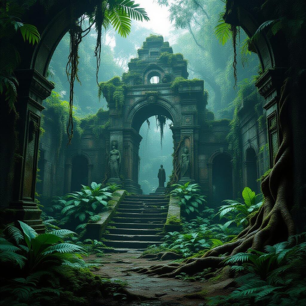 Jungle Ruins with Carnivorous Plants, Cinematic Realism