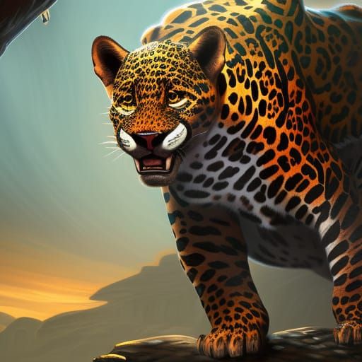 Detailed Jaguar Matte Painting in Fantasy Style
