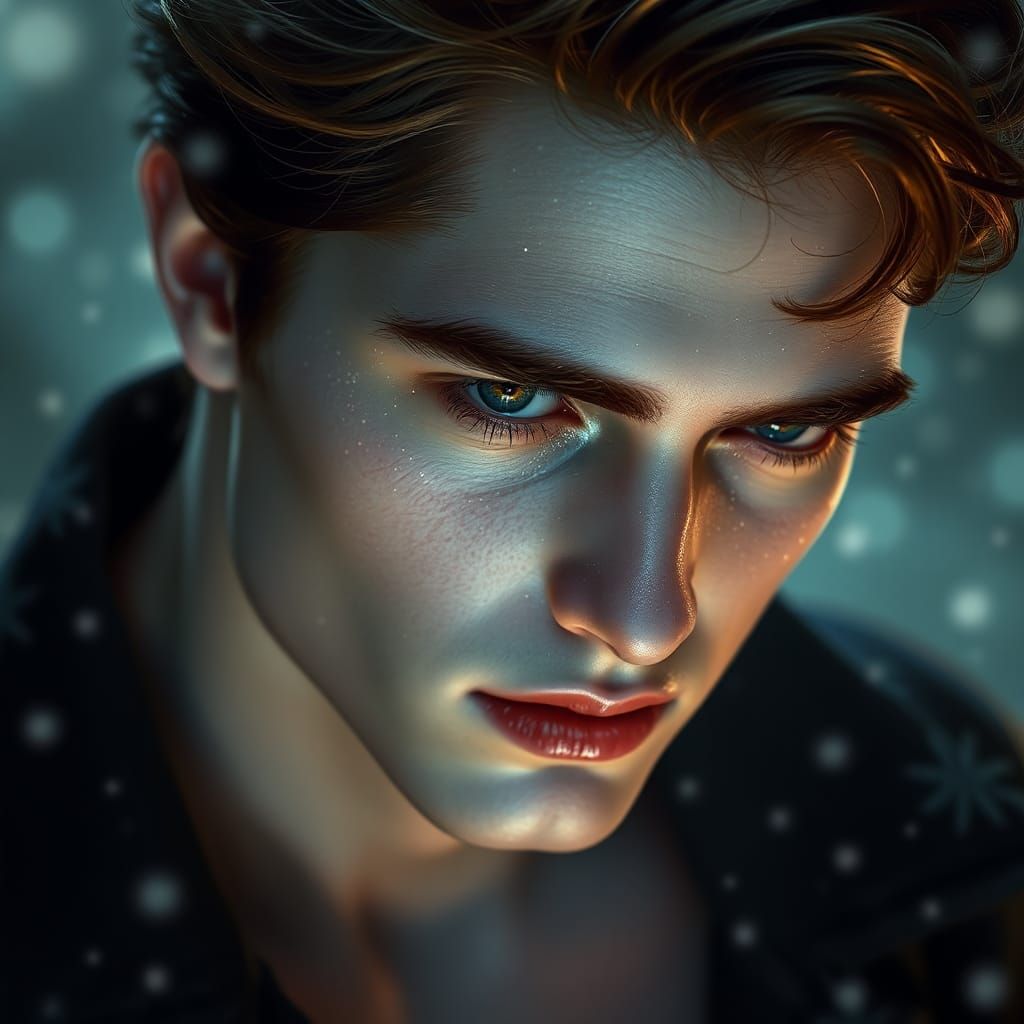 Sparkly Vampire Skin Portrait in Ethereal Style