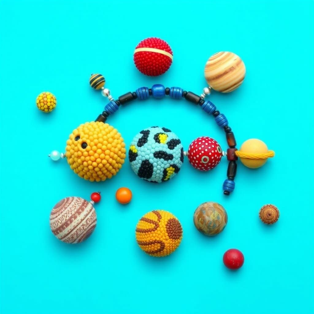 Beaded Solar System in Folk Art Style