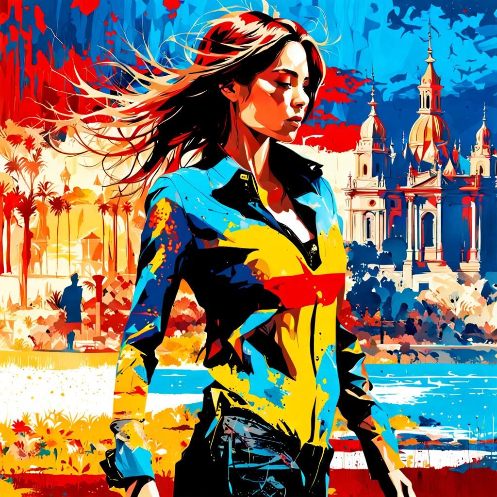 Spanish Beauty Silhouette in Double Exposure