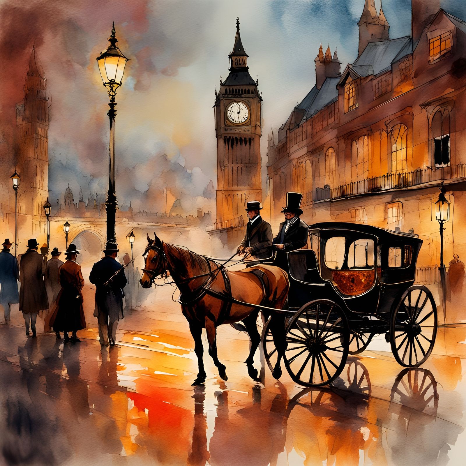 London Bridge Illustration in Aetherpunk Style